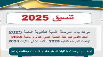 تعرف على الجامعات والكليات المفتوحة أمام طلاب الشعبة العلمية الآن